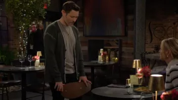 Scotch & Soda Alpaca Dropped Shoulder Cardigan worn by Daniel Romalotti (Michael Graziadei) as seen in The Young and the Restless on March 17, 2025
