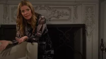 Alice + Olivia Delora Dress in Cityscape worn by Phyllis Summers (Michelle Stafford) as seen in The Young and the Restless on March 24, 2025