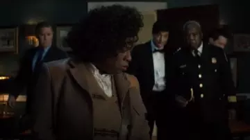 Banana Republic Riding Jacket with Leather Patches worn by Cordelia Cupp (Uzo Aduba) as seen in The Residence (S01E01)