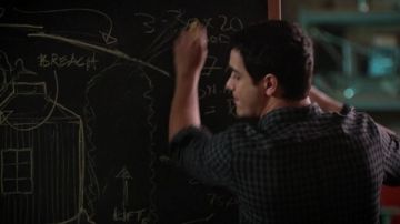 The plaid shirt of Walter O'brien (Elyes Gabel) in Scorpio