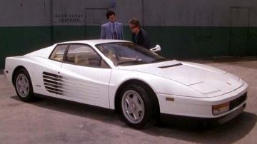 The 1986 white  Ferrari Testarossa in Sonny Crockett in Miami Vice