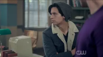 The jean jacket fur collar of Jughead Jones (Cole Sprouse) in Riverdale
