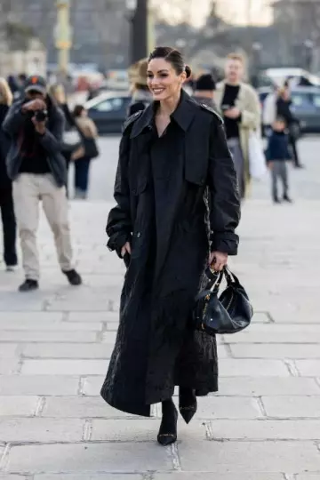 Dior My Dior Pump in Black Moire worn by Olivia Palermo at Dior Fashion Show in Paris on March 4, 2025