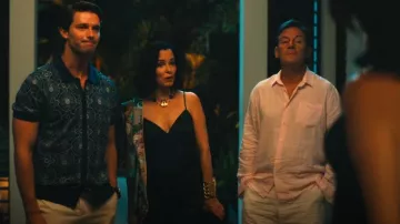 Cynthia Rowley Ruffle Peplum Jumpsuit Forest Green worn by Victoria Ratliff (Parker Posey) as seen in The White Lotus (S03E07)