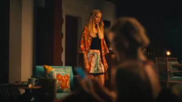 Zadig & Voltaire Saturne Mix Print Silk Shorts In Multicolor worn by Jaclyn Lemon (Michelle Monaghan) as seen in The White Lotus (S03E07)