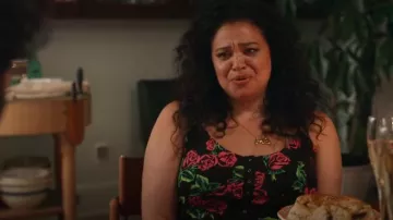 Jewelry Black Pearl Gold Bubble Letter Initial Necklace. worn by Mavis Beaumont (Michelle Buteau) as seen in Survival of the Thickest (S02E01)
