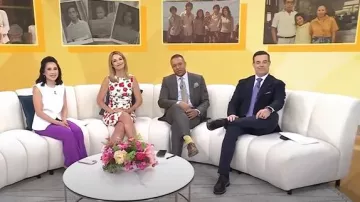 Reiss Fluid Flare Trousers worn by Vicky Nguyen as seen in Today on March 31, 2025