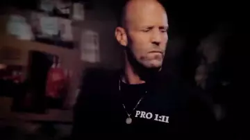 Pro 1 : 11 Proverbs Bible Verse T-Shirt of Levon Cade (Jason Statham) in A Working Man