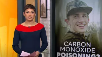 LAUREN Ralph Lauren Vestido Patney usado por Jericka Duncan visto en CBS Mornings el 1 de abril de 2025