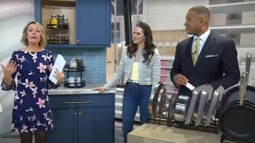 Mango Tweed Jacket with Frayed Ends worn by Janelle Cohen as seen in Today on  April 2, 2025