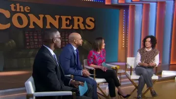 No 21 Leopard Jacquard Vest worn by Sara Gilbert as seen in Good Morning America on  March 31, 2025