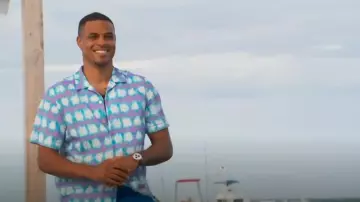 Paul Smith Tie-Dye Casual Fit Short Sleeve Shirt In Petrol Blue worn by Grant Ellis as seen in The Bachelor (S29E09)