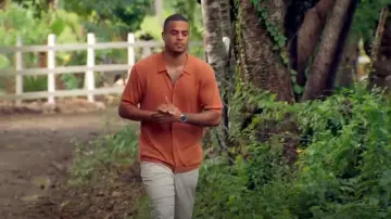 Sezane Jonas Shirt In Camel worn by Grant Ellis as seen in The Bachelor (S29E09)