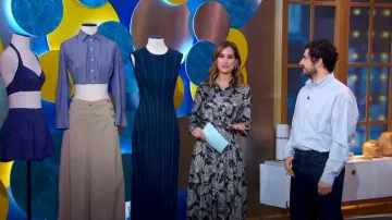 Shoshanna Essie Dress worn by Rebecca Jarvis as seen in Good Morning America on April 3, 2025
