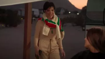 Gucci Web Stripe Cotton Cardigan worn by Kris Jenner as seen in The Kardashians (S06E09)