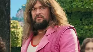 Previous Next A Minecraft Movie 2025 Jason Momoa Pink Fringe Jacket of Garrett (Jason Momoa) in A Minecraft Movie
