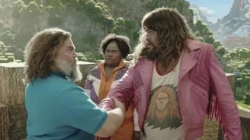 of Garrett (Jason Momoa) in A Minecraft Movie