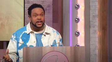 Kidsuper Paint Veste en jean à imprimé abstrait à la coupe décontractée portée par Jawn Murray comme on le voit à Sherri le 3 avril 2025