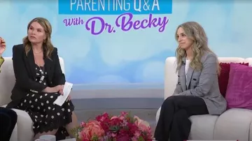 Veronica Beard Empire Prince Of Wales Checked Blazer worn by Becky Kennedy as seen in Today with Jenna & Friends on April 4, 2025