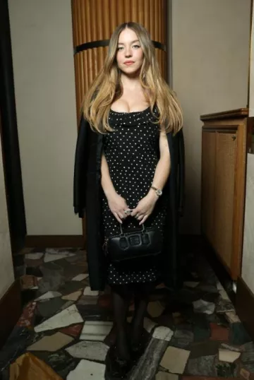 Miu Miu Arcadie Leather Bag worn by Sydney Sweeney at Miu Miu Dinner on March 11, 2025