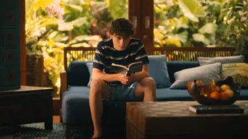 T-shirt Saks Fifth Avenue Slim Fit Multi Stripe porté par Lochlan Ratliff (Sam Nivola) comme on le voit dans The White Lotus (S03E08)