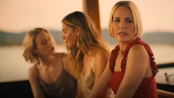 Waimari Jasmine Maxi Dress In Burgundy worn by Kate Bohr (Leslie Bibb) as seen in The White Lotus (S03E08)