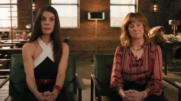 River Island Black Halter Neck Colour Block Jumpsuit worn by Kris (Meredith MacNeill) as seen in Small Achievable Goals (S01E04)