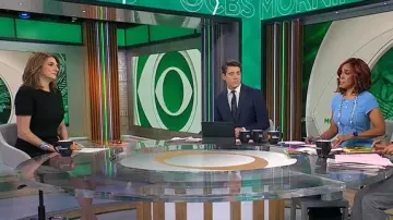 Boss Docanah Dress worn by Jill Schlesinger as seen in CBS Mornings on April 7, 2025