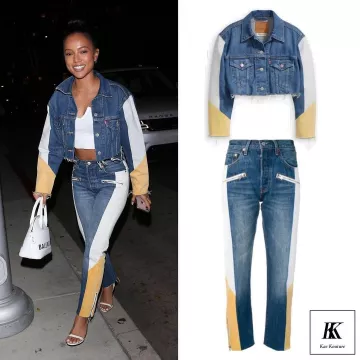 Chaqueta de camionero Levi's cut off MOTO usada por Karrueche Tran en la cuenta de Instagram @kaekouture