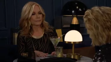 Halston Tatum Dress in Zebra Burnout worn by Lauren Fenmore ( Tracey Bregman) as seen in The Young and the Restless on April 3, 2025