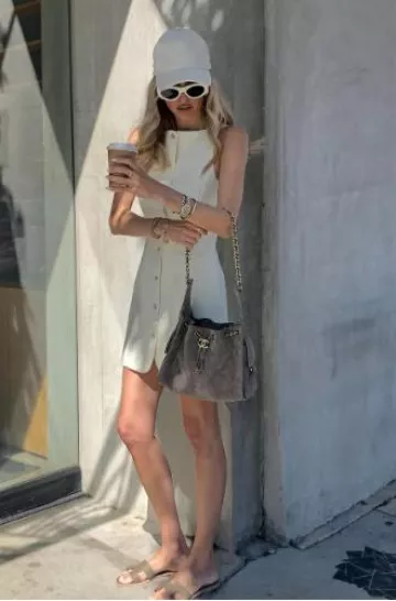 Saint Laurent Cap in Corduroy worn by Leonie Hanne on her Instagram on April 8, 2025