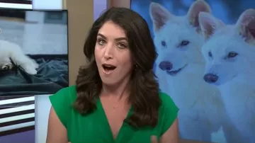 Halogen Twist Knit Top worn by Liz Kreutz as seen in Today on April 8, 2025