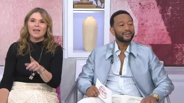 Tom Ford Reversible Mikado and Crepe Bomber Jacket worn by John Legend as seen in Today with Jenna & Friends on April 8, 2025
