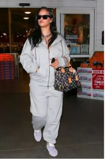 Miu Miu Cotton Fleece Sweatshirt worn by Rihanna at Bristol Farms on April 6, 2025