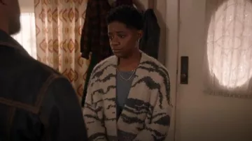 Pilcro Animal-Print Cardigan Sweater worn by Tamia 'Coop' Cooper (Bre-Z) as seen in All American (S07E09)