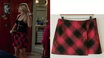 Trina Turk Pink and Red Plaid Mini Wrap Skirt worn by Audrey Liddell (Busy Philipps) in Dawson's Creek (S05E01)