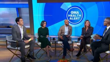 Falda Sezane Naelle usada por Eva Pilgrim en Good Morning America el 10 de abril de 2025
