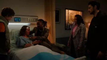 J.Crew Collection Lurex Twees Oversized Coat Peach Black worn by Lacey Quinn (Gabrielle Walsh) as seen in Found (S02E18)