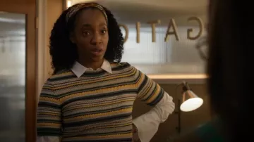 Akris Punto Crochet Knit Chair Striped Pullover worn by Faith Mitchell (Iantha Richardson) as seen in Will Trent (S03E12)