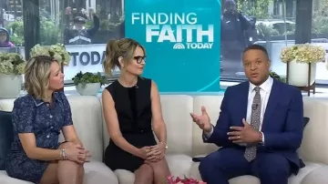 Sergio Hudson Belted Velvet-Embellished Dress worn by Savannah Guthrie as seen in Today on April 10, 2025