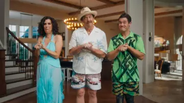 Double Rainbouu Night Swim Shorts worn by Kelvin Gemstone (Adam DeVine) as seen in The Righteous Gemstones (S04E04)