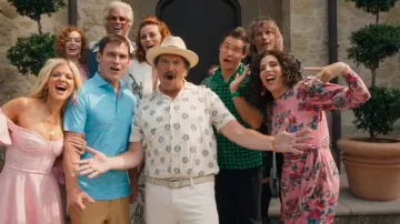 Camisa de mezcla de algodón con jacquard floral y cuello campamento Marne Marne de Orlebar usada por Jesse Gemstone (Danny McBride) como se ve en The Righteous Gemstones (T04E04)