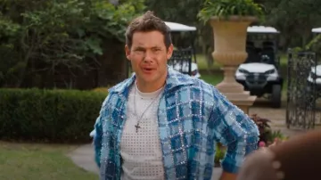 Golden Goose Crystal-Embellished Cotton Top worn by Kelvin Gemstone (Adam DeVine) as seen in The Righteous Gemstones (S04E05)