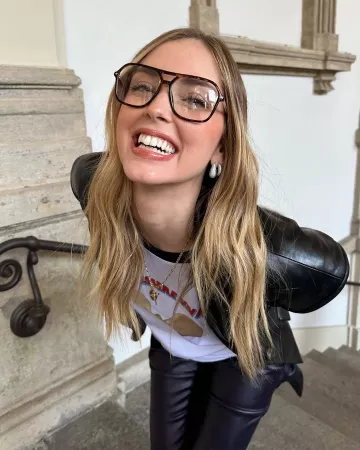 Chiara Ferragni Brand Cf 7026 Eyeglasses worn by Chiara Ferragni on her Instagram Post on April 10, 2025