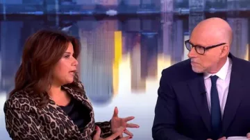 Chaqueta Theory Leopard Print Wool Blend usada por Ana Navarro como se ve en The View el 11 de abril de 2025