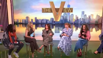 Theory Relaxed Straight Stretch Wool Leopard Pants worn by Ana Navarro as seen in The View on April 11, 2025