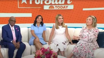 Vestido midi floral de manga larga Eliza J usado por Dylan Dreyer como se ve en Today el 14 de abril de 2025