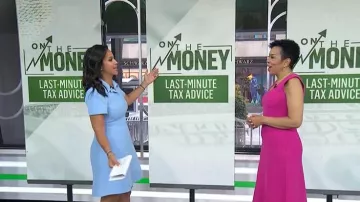 Scanlan Theodore Crepe Knit Mini Zip Dress worn by Laura Jarrett as seen in Today on April 14, 2025