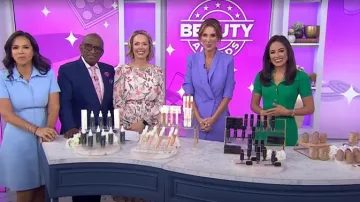 Elisabetta Franchi Asymmetric Coat Dress worn by Sarah Eggenberger as seen in Today on April 14, 2025