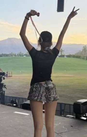 Guizio Fleece Skort worn by Lisa Coachella at Valley Music and Arts Festival: Week One Rehearsal post on April 11, 2025